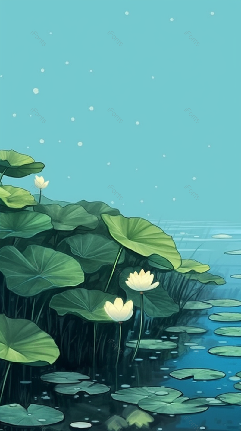 夜晚绿色的荷叶红色的荷花背景,插画/手绘图,插画/手绘图库,插画/手绘图下载,插画/手绘